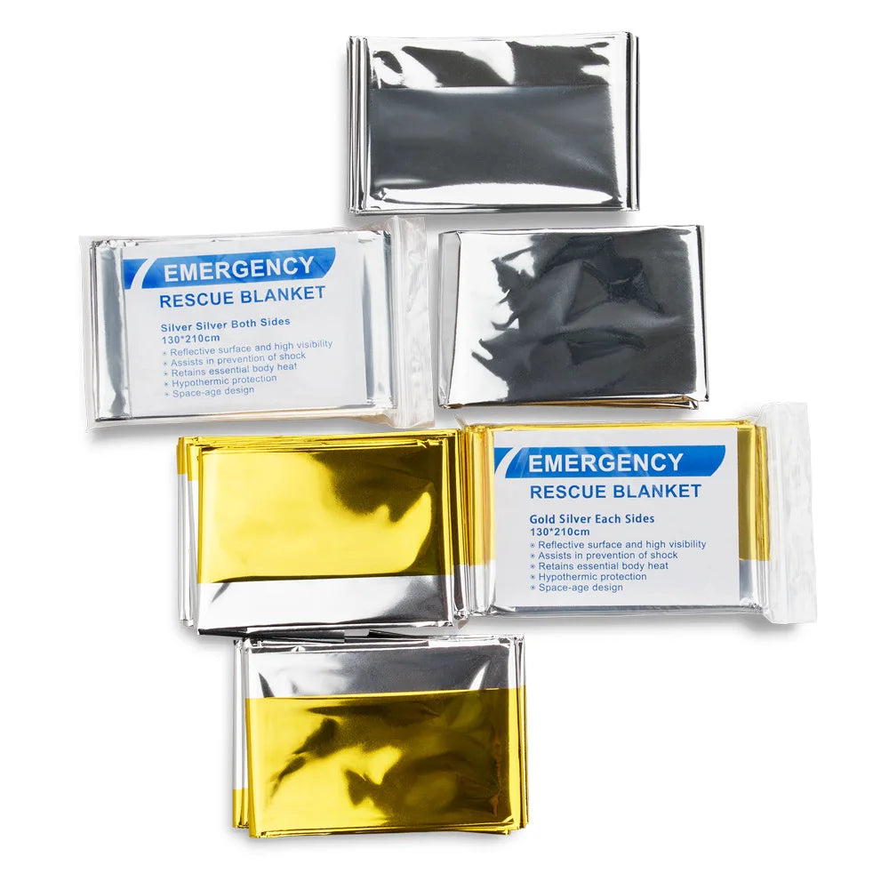 Emergency Blanket Outdoor Survive First Aid Military Rescue Kit Windproof Waterproof Foil Thermal Blanket for Camping