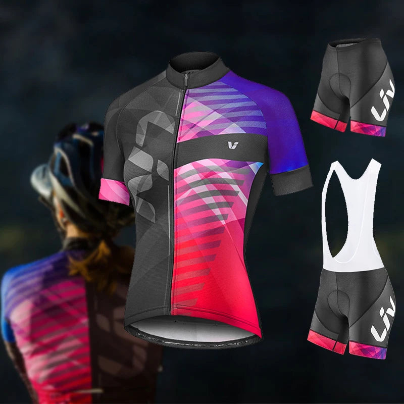 Ensemble cycliste Liv 2023 : maillot et cuissard pour femme, tenue de cyclisme Liv Team Version, tenue de course féminine Roupa Ciclismo