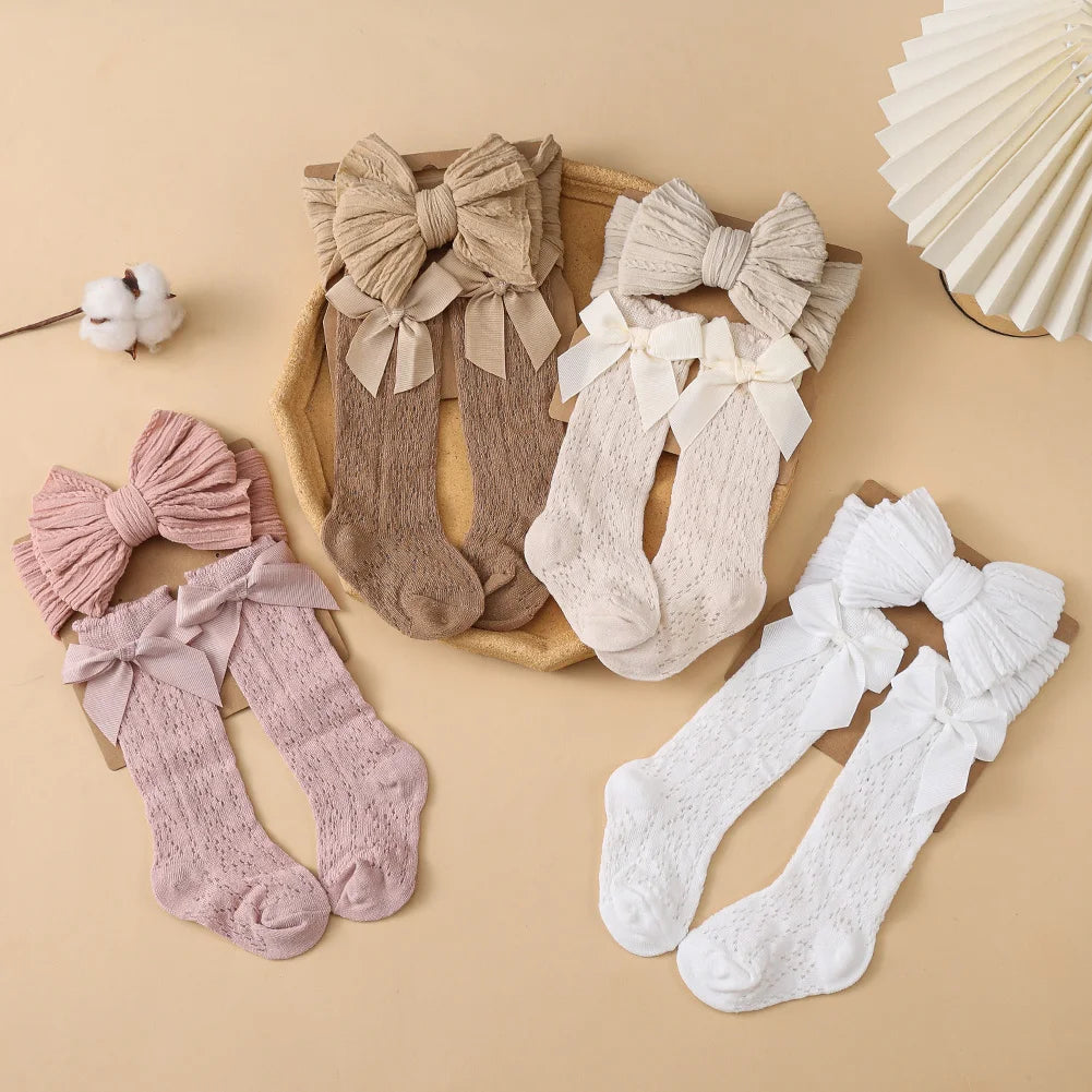 Baby girl set with openwork socks and headband