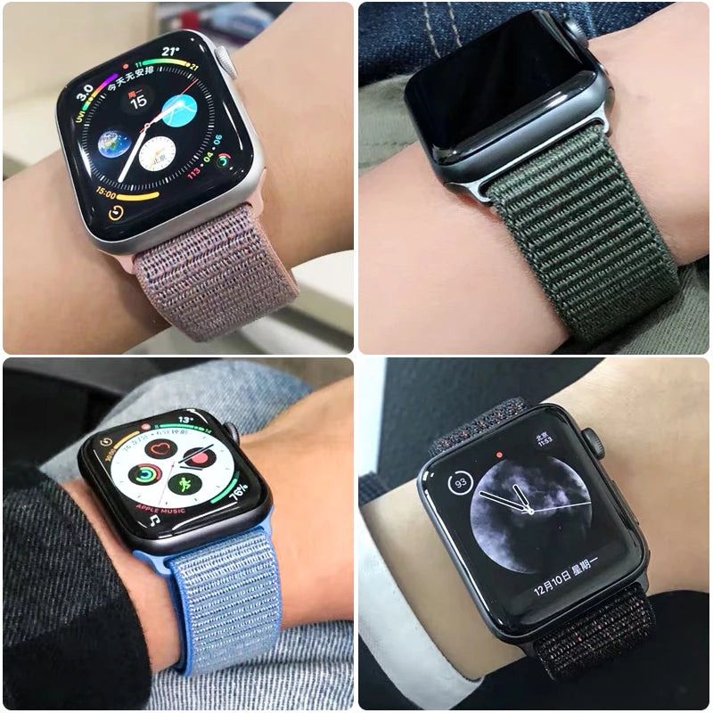 Nylon Loop Strap For Apple Watch Bands 46mm 44mm 45mm 40mm 41mm 42mm Bracelet iWatch Series 11 10 9 SE 8 7 6 5 4 Ultra 3 2 49mm