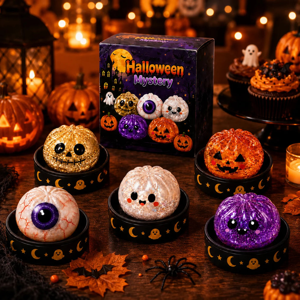 5.5cm/8.5cm Halloween Ghost Dumpling Pressure Squishies Slow Rising Stress Relief Fidget Toy for Kids Adults Anti-Anxiety Gift