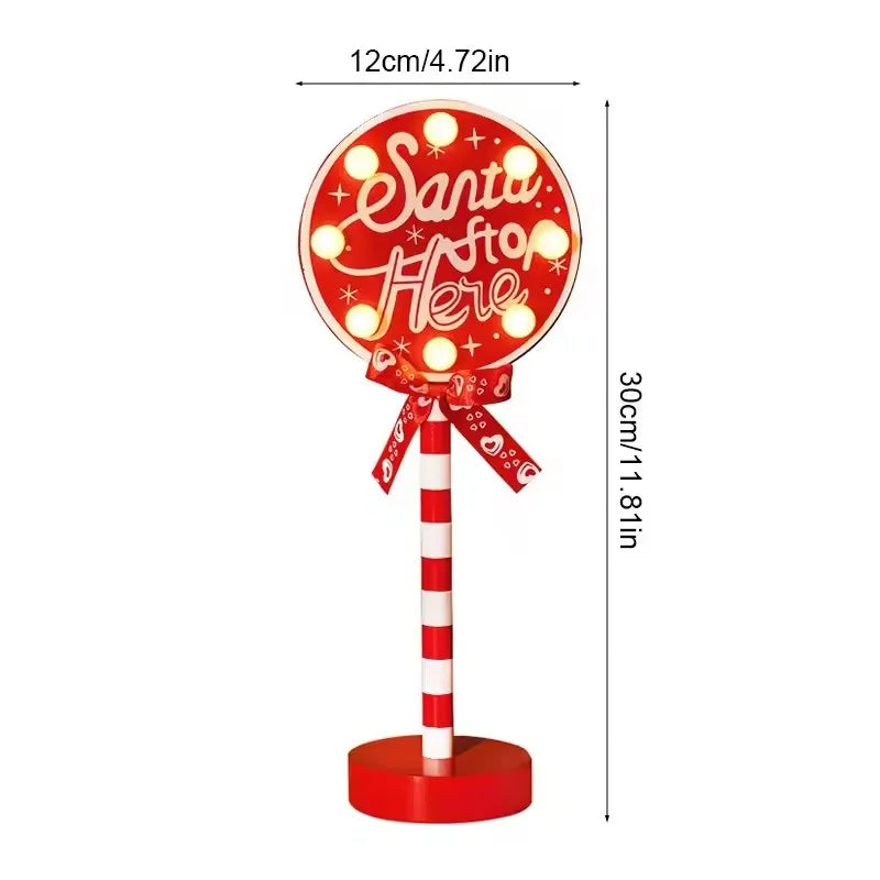 Weihnachtsdekoration „Santa hält hier“ – LED-Baumspitze und Fensterleuchte in Form eines Weihnachtsmanns, Tischlampe
