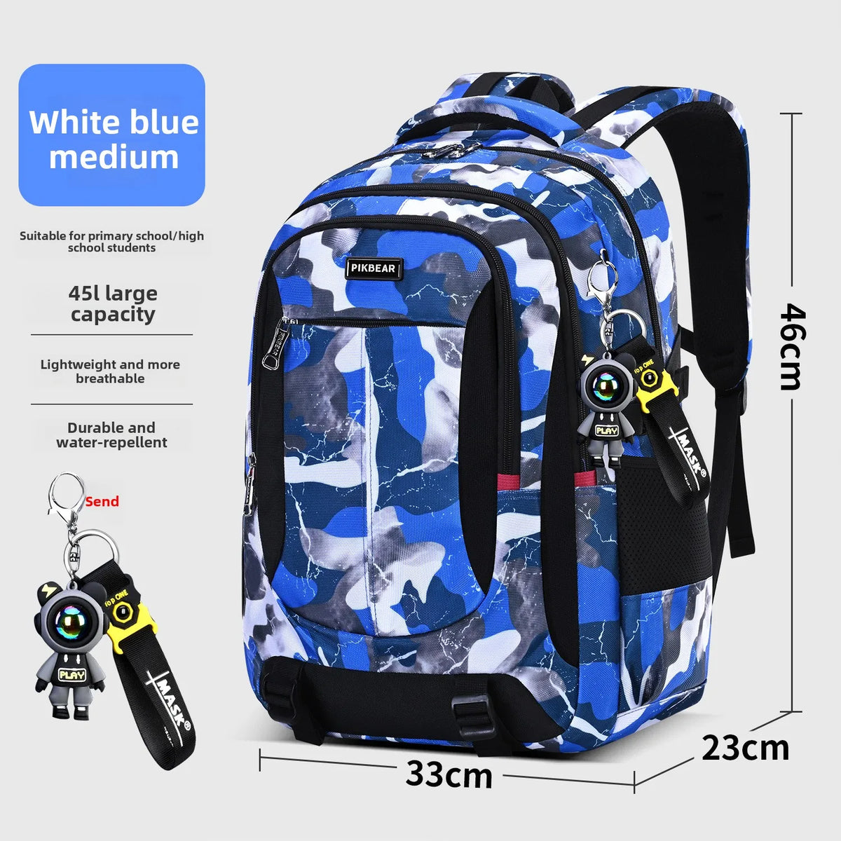 Astronaut pendant Orthopedic Men Laptops Backpack Teenages Camouflage Schoolbag Primary Waterproof Backpacks student School Bags