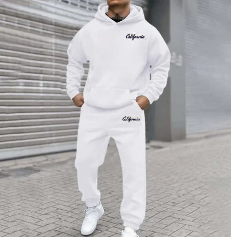 2026 letter printed sportswear set men's hooded sweatshirt long pants set spring and autumn winter warm suit Tracksuit