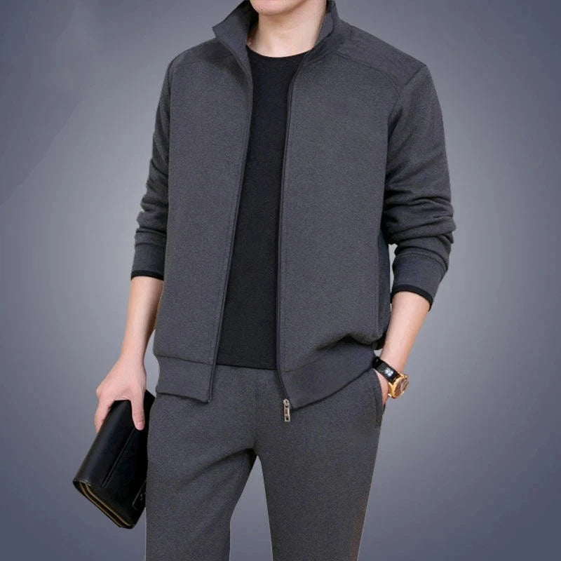 Ensemble de jogging décontracté pour homme automne-hiver, tenue de sport zippée, survêtement deux pièces pour homme