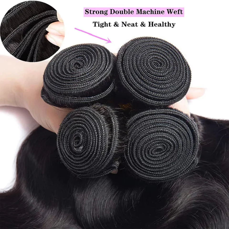 15A Human Hair Bundles Body Wave Unprocessed Virgin Human Hair Extensions Real Wavy Weave Body Wave Bundle Human Hair Double Weft