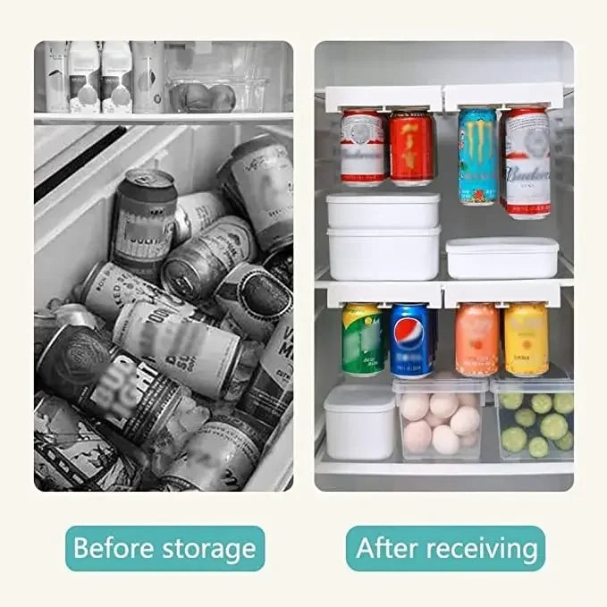 Organizador de latas para refrigerador, ahorra espacio, para guardar y ordenar bebidas en la nevera, pack de cuatro unidades, almacenamiento de cocina