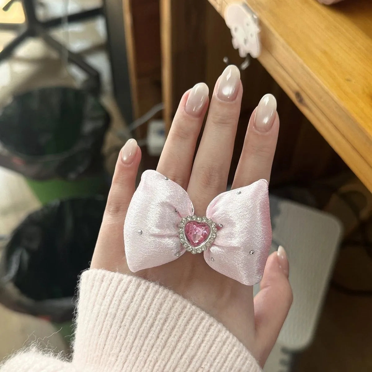 Spicy Girl Y2K Kitty Knot Punk Ring Pink Visual Millennial Ins Cute Fashion Gothic Jewelry Accessory for Trendy Women Daily Gift