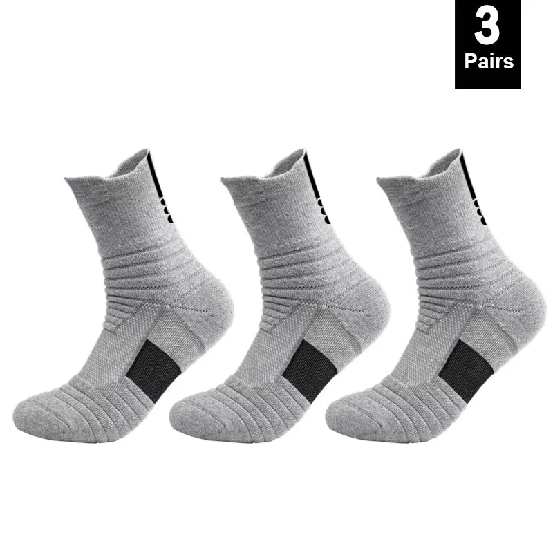 1/3 Paar rutschfeste Fußballsocken für Herren, Baumwollsocken, kurze oder lange Schaftlänge, für Fußball und Basketball, atmungsaktiv und geruchshemmend, Größe 39–45
