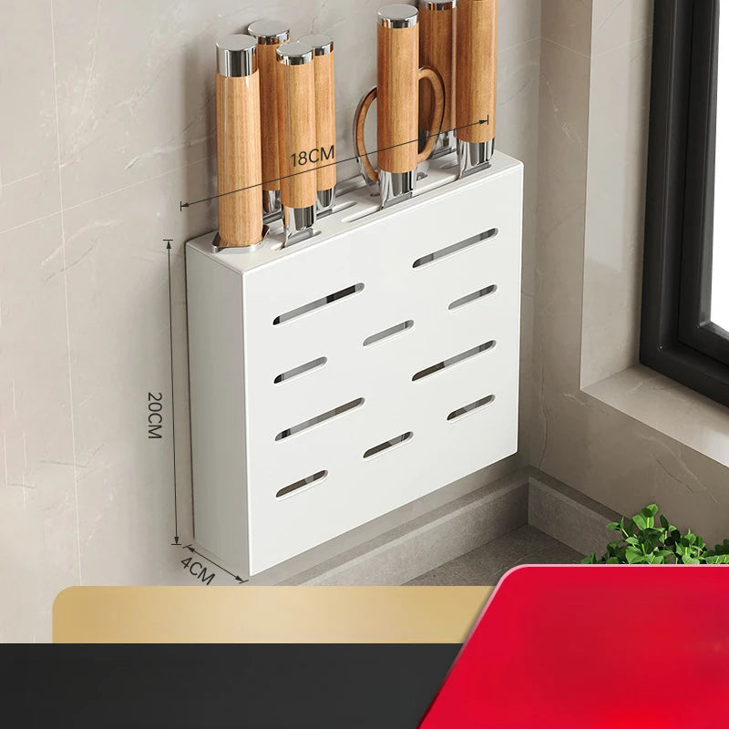 Scatola per riporre coltelli da cucina, portacoltelli, senza fori, scaffale a parete, articoli da cucina, organizer per accessori da cucina