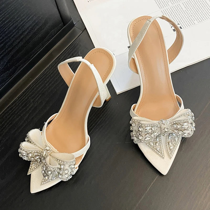 Sandali slingback donna Liyke a punta con fiocco luminoso