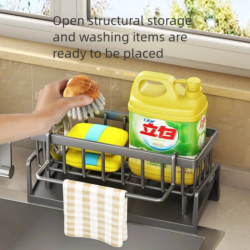 Étagère de rangement pour épices de cuisine avec égouttoir, organisateur d'évier à installer, étagère à fixer sur robinet pour accessoires de cuisine domestique