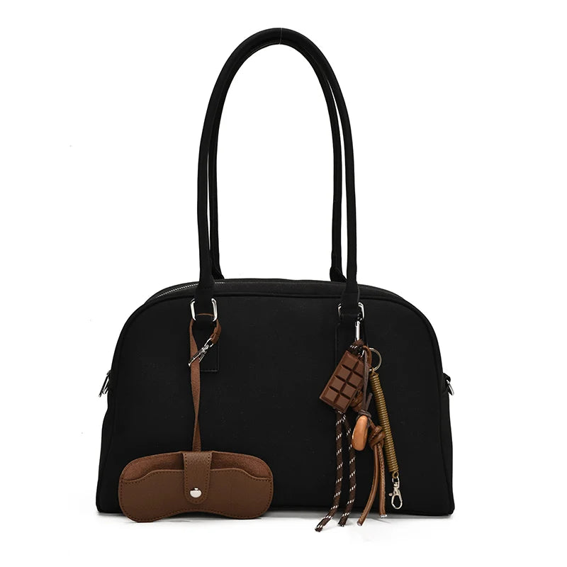 Big Size Women Bowling Bags Suede Pure Color Large Capacity Shoulder Crossbody Bag With Long Strap 2024 Luxury Designer Handbags