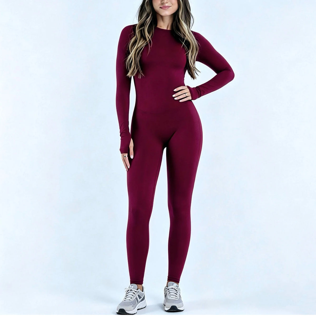 Combinaison de sport femme, manches longues, dos ouvert