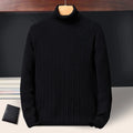 Autumn Winter New Men's Roll neck Sweaters Knitted Jacquard Pullover Warmth Long Sleeved Solid Color Classic Casual Clothing