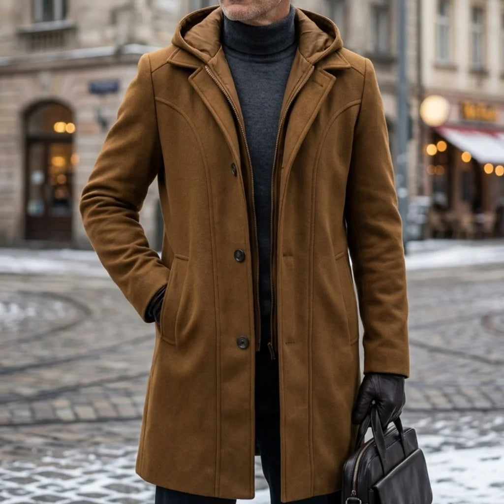 Long Winter Autumn Men's Coat Warm and Durable Outerwear Hooded Long Jacket Streetwear Fake Two-piece Coats Male Smart Casual