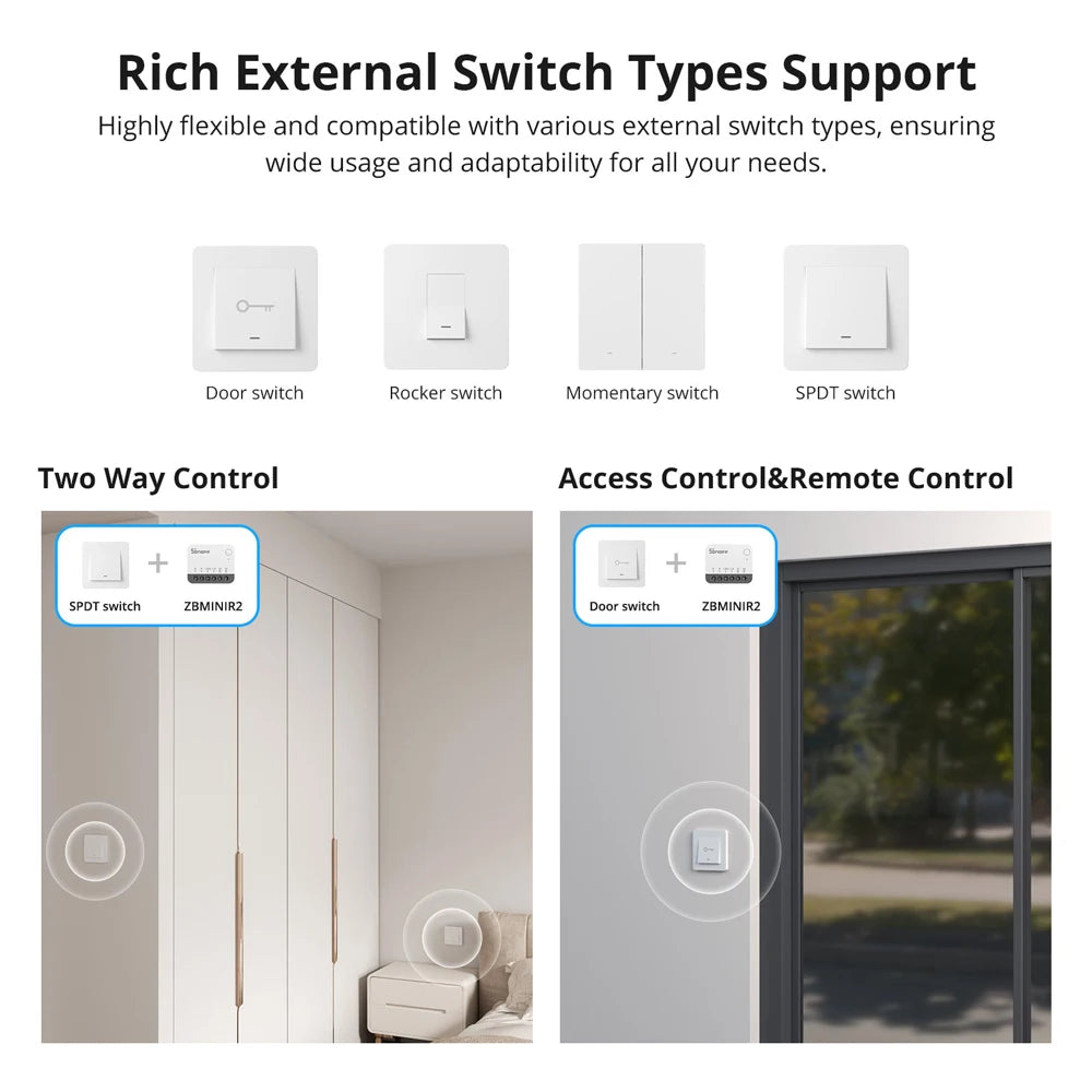SONOFF ZBMINIR2 Extreme Zigbee Smart Switch Detach Relay External Switch Remote Control via EWeLink Support ZBBridge-U Gateway