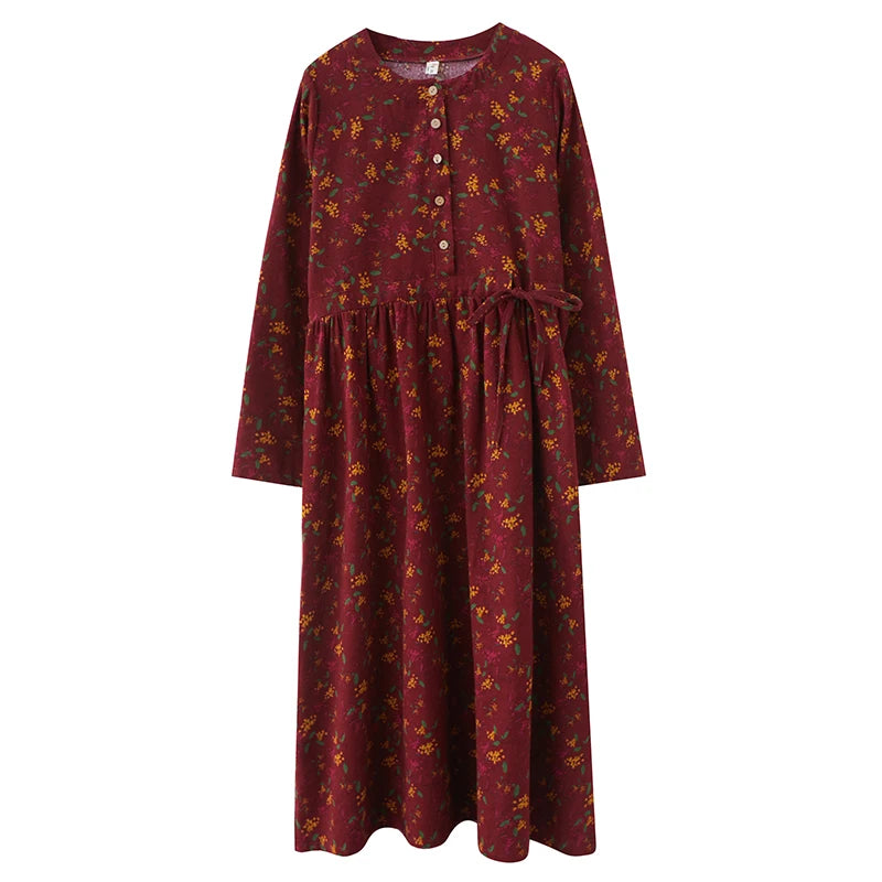Abito midi floreale donna in cotone e lino — immagine 4