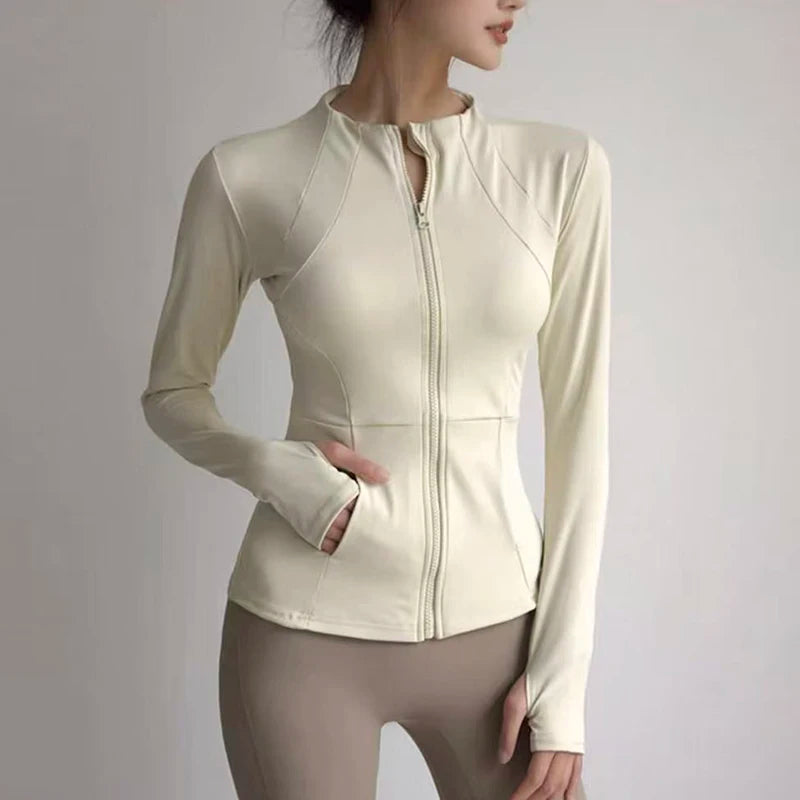 Giacca sportiva donna con zip e collo alto