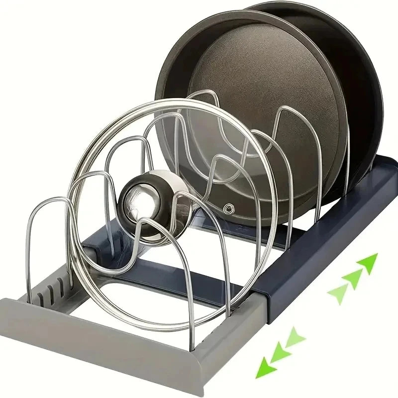Étagère de rangement extensible en acier inoxydable, support pour placard de cuisine pour casseroles, couvercles, planches à découper, égouttoir et ustensiles de cuisine, organisateur