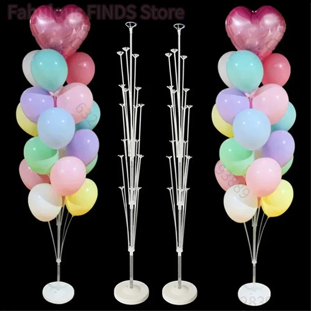 1 kit de support pour ballons d’anniversaire, avec base et tige, pour décoration de mariage et de fête d’anniversaire