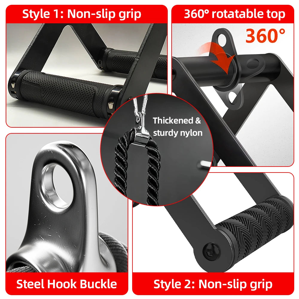 Triceps Rope and 360° V Handle Set for Home Gym Machines