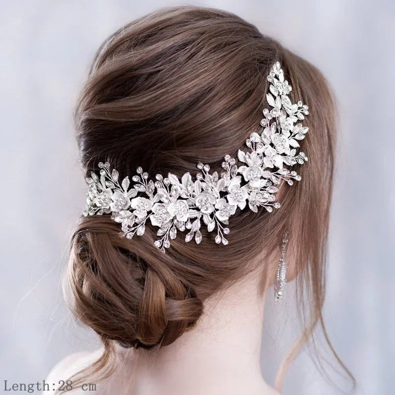 Braut-Haaraccessoires Kristall-Perl-Haarband Tiara Strass-Blatt-Haarband Haarband für Damen Eleganter Prinzessinnen-Kopfschmuck