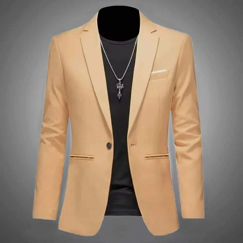 Modische Freizeit-Boutique-Sakko für Herren Herbst Casual Business Slim Fit Bügelfrei Ein-Knopf-Anzug Einfarbig Formelle Bluse