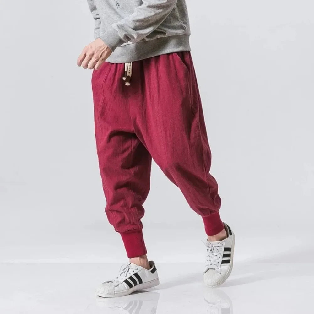 Men Harem Pants Streetwear Cotton Joggers New Baggy Hip Hop Fashion Pants Casual Solid Trousers Male Trendy Sweatpants