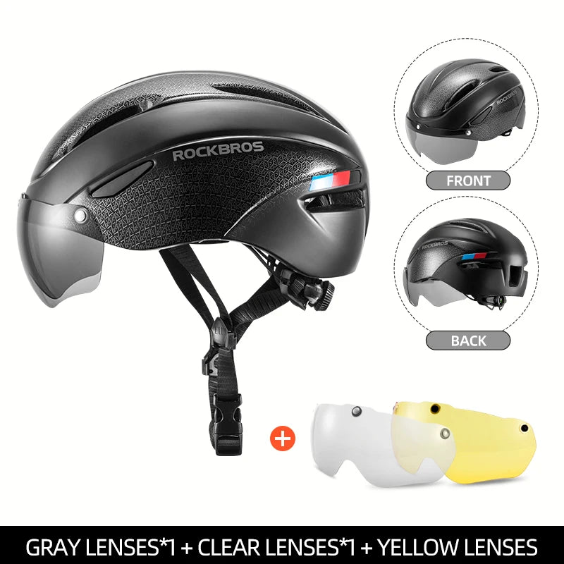 Casco de bicicleta ROCKBROS con luz LED recargable, casco de ciclismo para montaña y carretera, casco deportivo seguro para hombre