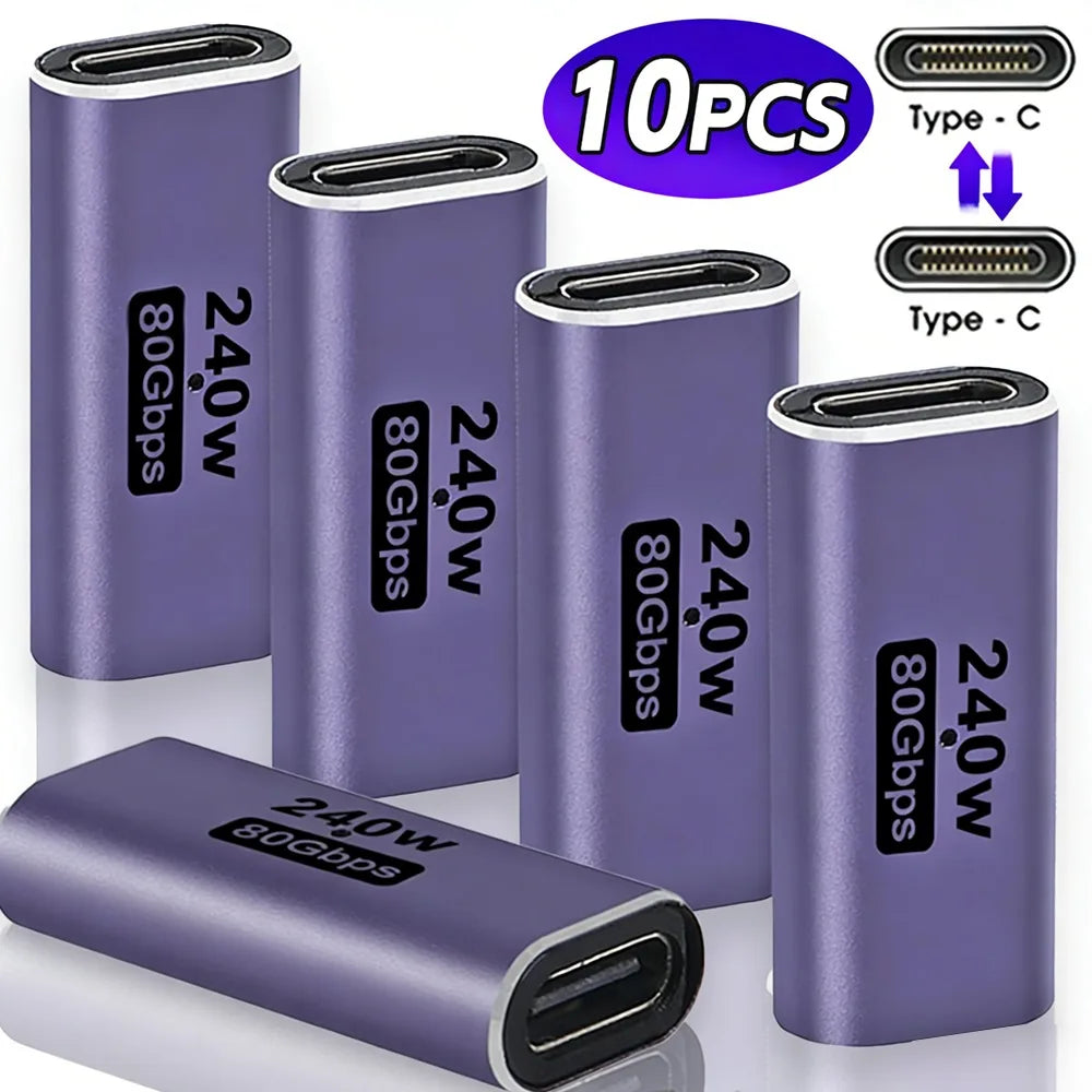 1-10pcs 240W PD USB C Female To Female Adapter 80Gbps High-Speed 16K 60Hz Video for MacBook Pro Air IPad Type-C HUB Converter