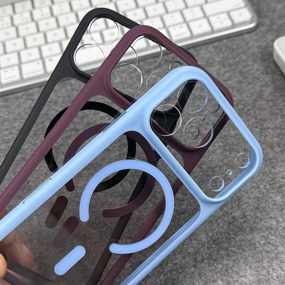 For Magsafe Transparent Case for iPhone 18 17 16 15 14 13 Pro Max Defender Camera AI Touch Control Wireless Charge Acrylic Cover