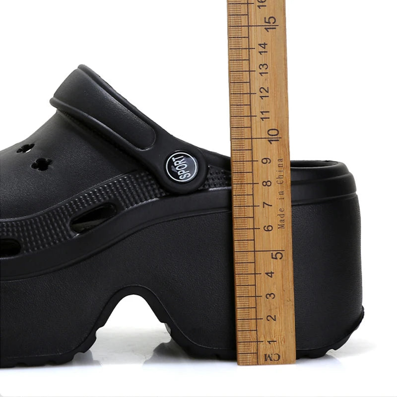 Sandalias de mujer con plataforma de 9 cm, novedad verano 2024, chanclas de tacón alto con suela blanda, zapatos de playa y jardín para exterior, impermeables y con agujeros