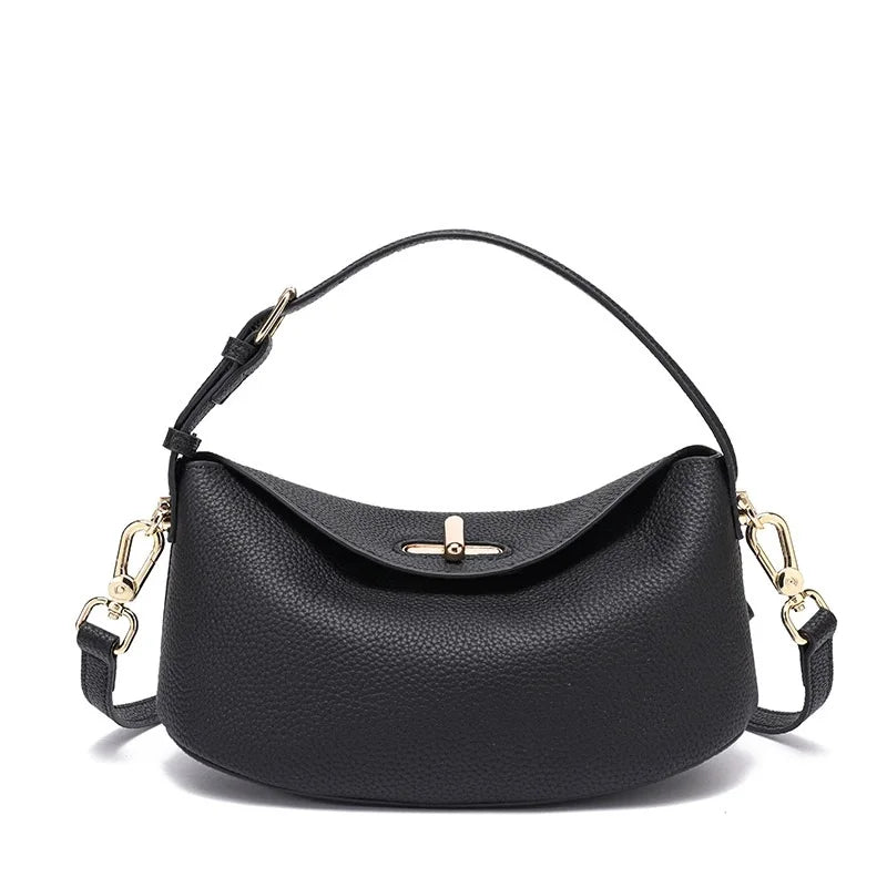 TOPHIGH New Genuine Leather Bucket Bag Simply Crossbody Bags For Women Luxury Designer Fashion Handbag Ladies Shoulder Purse Bag