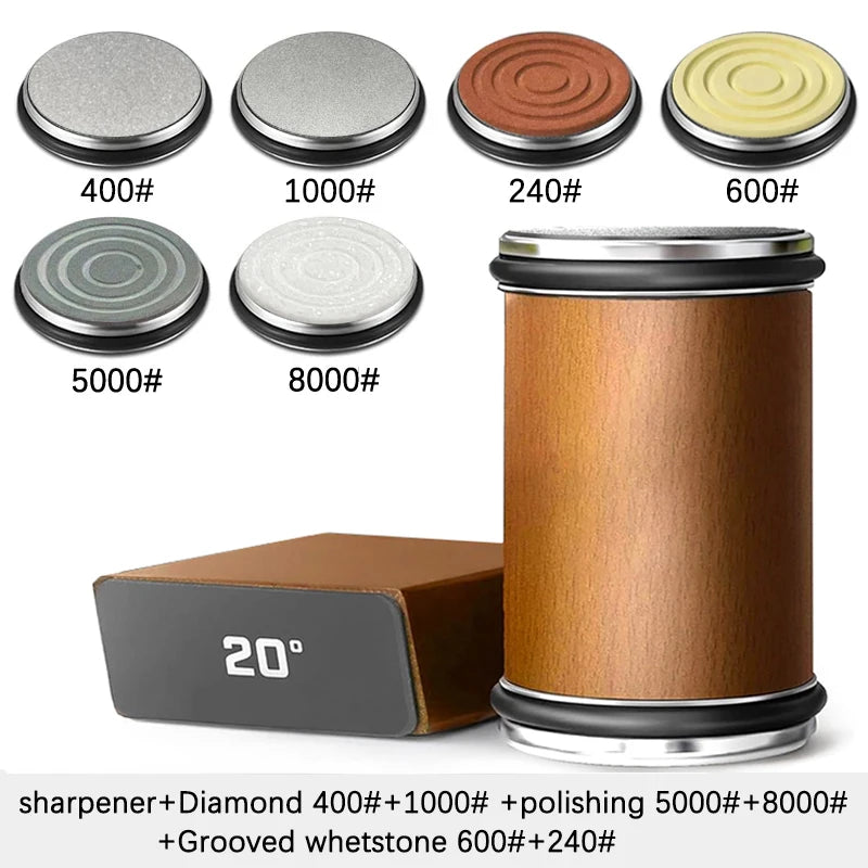 Niiruo Roll-Messerschärfer-Set, doppelseitiger Diamant-Messerschärfer mit magnetischem Schleifwinkel von 15/20°, Wetzstein-Set für Küchenmesser