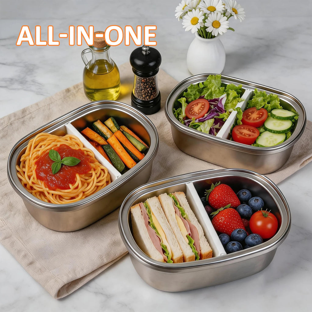 Fiambrera térmica aislada al vacío KOOMADE con bolsa térmica, acero inoxidable 304, caja bento dividida a prueba de fugas, mantiene el calor 4h y el frío 8h, recipiente de comida portátil para oficina y pícnic