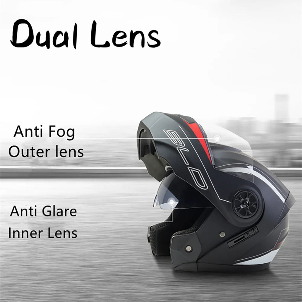 Modular Flip-Up Motorcycle Helmet with Dual Sun Visor