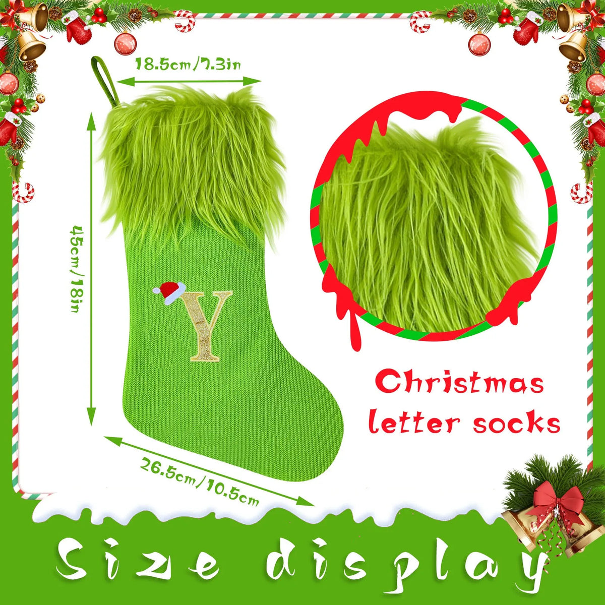 Décorations de Noël, chaussettes de Noël pour décoration intérieure, décoration de lieux, fournitures de décoration de Noël, grandes chaussettes en tricot avec alphabet