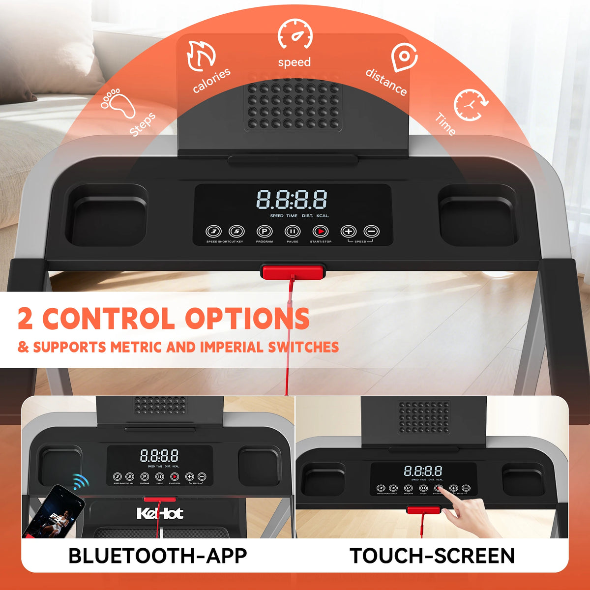 2-in-1 Folding Treadmill For Walking And Running, 2.0HP Peak DCMotor, 1-12km/h Adjustable Speed, LED Multi-function Display Panel, 12 Preset Programmes + SoundSystem, 3 Workout Modes, Compact Home Gym Equipment