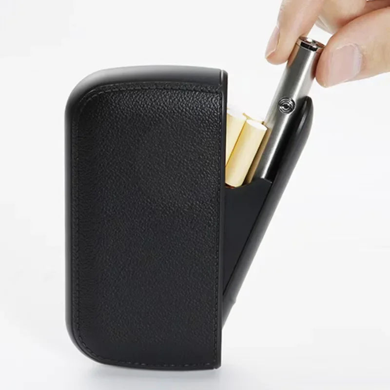 Nueva pitillera de piel sintética con encendedor electrónico de tungsteno USB, estuche para cigarrillos, regalo exquisito para hombre, accesorio para fumar