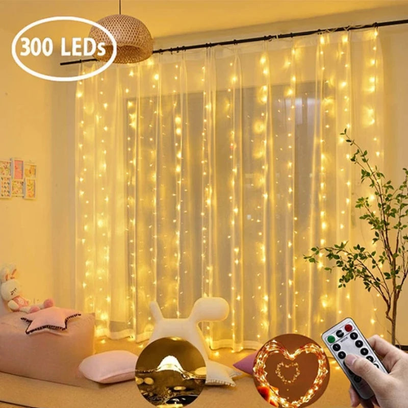 Rideau lumineux LED alimenté par USB avec télécommande, décoration de fêtes et de Noël pour la maison, mariage, anniversaire, lumières de chambre et de soirée