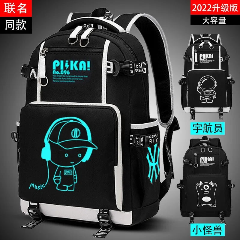 Waterproof Luminous Backpack, Casual Lightweight Backpack, Personalized Pattern, Fashionable Youth Backpack