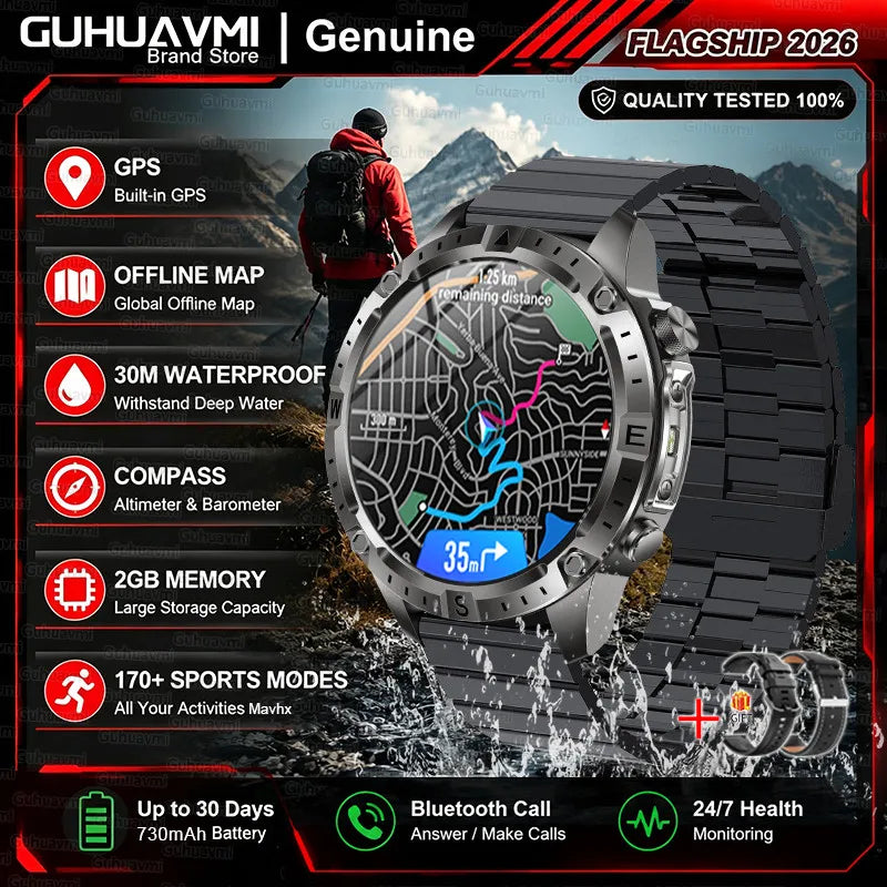 GPS Outdoor AMOLED Smartwatch with Offline Map Feature
