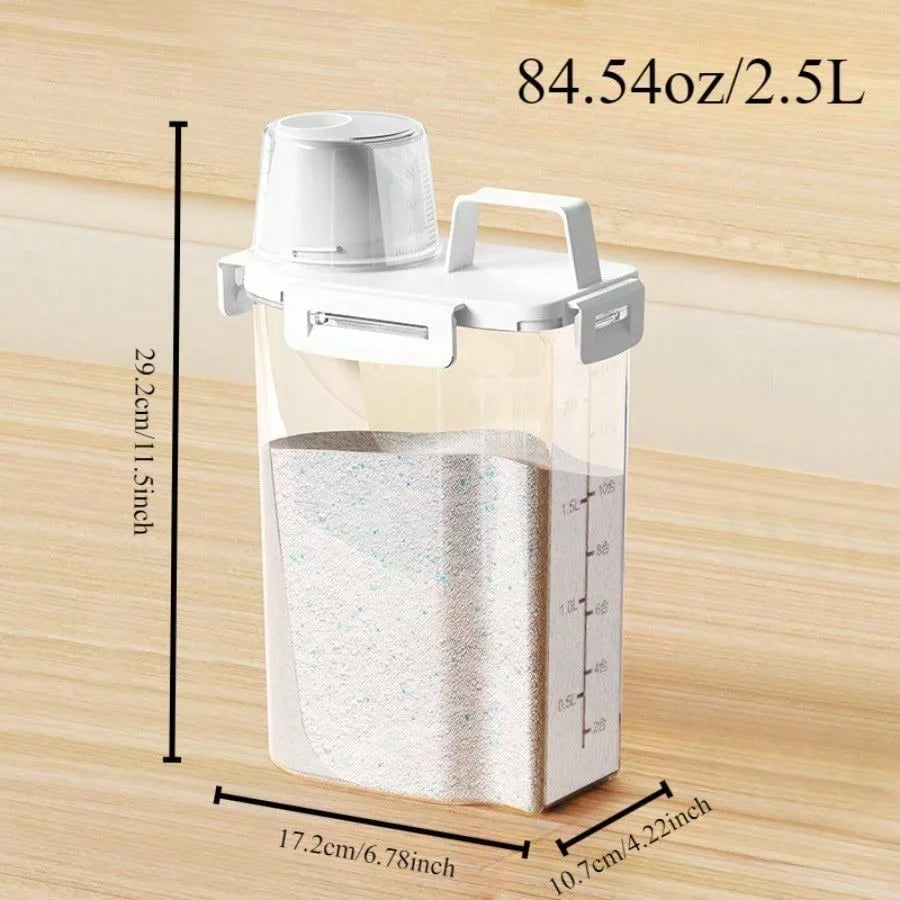 Récipient de rangement hermétique avec couvercle de 2,5 L, résistant à l’humidité – pour céréales, noix, farine, riz et autres denrées alimentaires