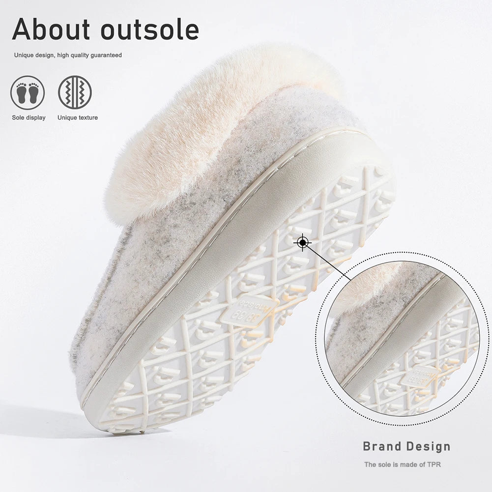 Zapatillas de plataforma para mujer con cuña, espuma viscoelástica, suela de TPR antideslizante, cálidas, mullidas, de invierno, duraderas, para dormitorio, cómodas y acogedoras