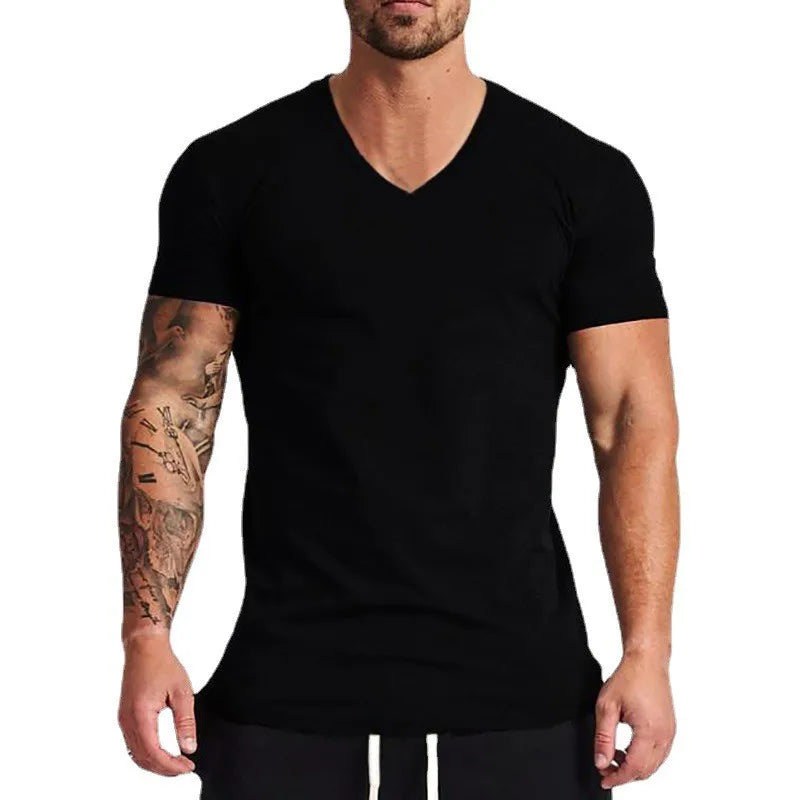 T-shirt uomo in cotone con scollo a V