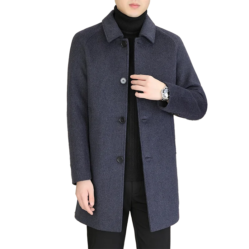 High Quality Fashion Single Sided Coat for Autumn/Winter 2025 New 50 Wool Men's Single Breasted Medium Long Wool Coat  M-4XL