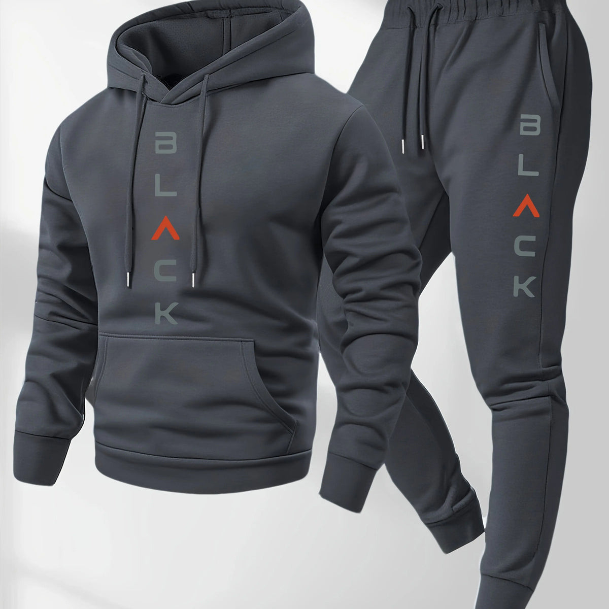 Men's soft, comfortable Boston-print hooded sweatshirt and sweatpants set, eco-friendly thin velvet warm autumn-winter hoodie.