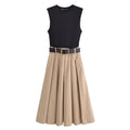 Sleeveless pleated midi dress