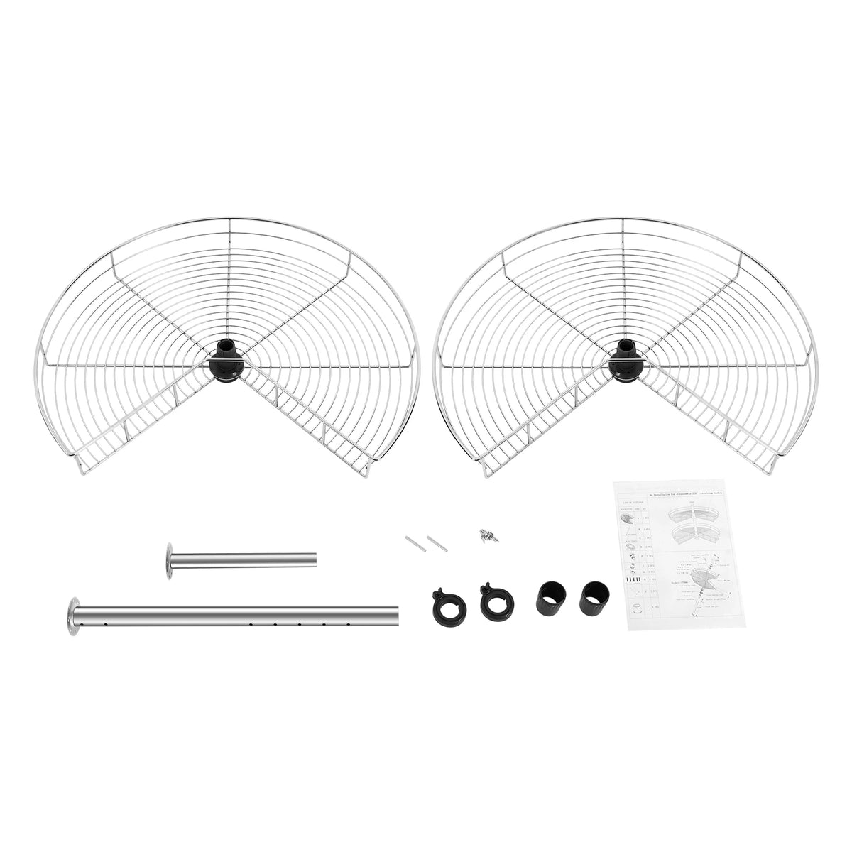 Organizador de rincón para armario de 2 niveles con rotación de 270°, cesta de almacenamiento para rincón ciego de altura ajustable en color plata, ideal para utensilios de cocina